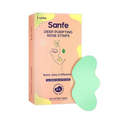 Sanfe Deep Purifying Nose Strips for Women - Pack of 3 with Fuji Green Tea & Witch Hazel extracts | Removes Whiteheads | Blackheads and cleanses pores | Use on Wet Nose