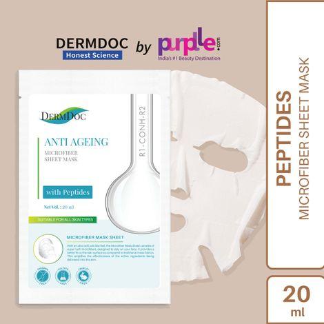 DermDoc by Purplle Peptides Sheet Mask (20ml) | For All Skin Types | Soft & Smooth Skin, Firms Skin, Stimulates Skin, Moisturize | Parabem Free, Sulfate Free, Cruelty Free