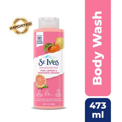 St. Ives Exfoliating Body Wash/Shower gel | Pink Lemon & Mandarin Orange extracts |Shower gel For Women|100% Natural Extracts | Cruelty Free | Paraben Free |473ml