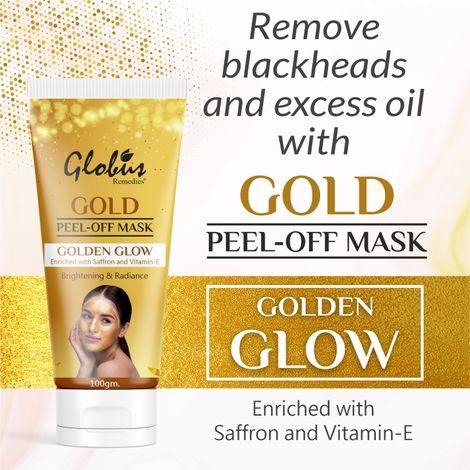 Globus Remedies Gold Peel Off Mask Enriched with Vitamin-E, For Golden Glow & Radiance,100gGlobus Naturals Gold Peel Off Mask Enriched with Vitamin-E, For Golden Glow & Radiance,100g