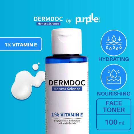 DermDoc by Purplle 1% Vitamin E Milky Toner (100ml) | toner for dry skin | soft, supple, bouncy skin | milky white texture | hydrating toner for face
