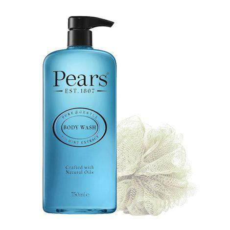 Pears 98% Pure Glycerin Mint Extracts Body Wash,100% Soap Free, 750ml (Free Loofah)