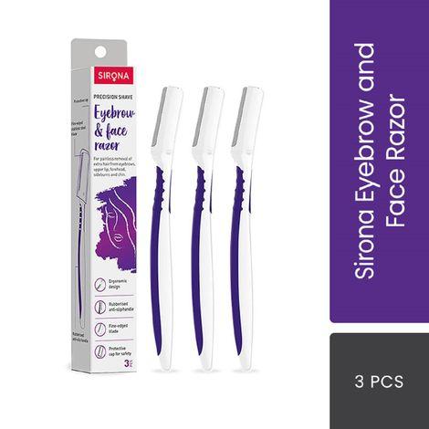 Sirona Reusable Eyebrow & Face Razor For Women For Painless Facial Hair Removal - 3 Razors - Purple