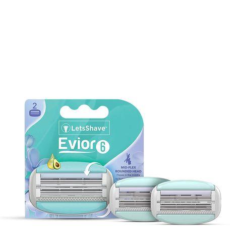 LetsShave Evior 6 Body Hair Removal Razor Blades for Women (2 Pieces)