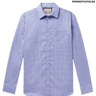 GUCCI Logo-Embroidered Checked Cotton-Poplin Shirt