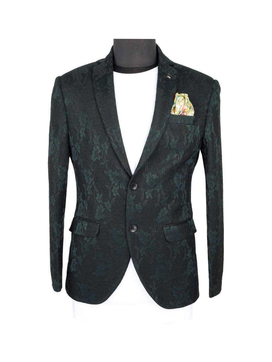 Exclusive Designer Men Green Blazer with Floral Design