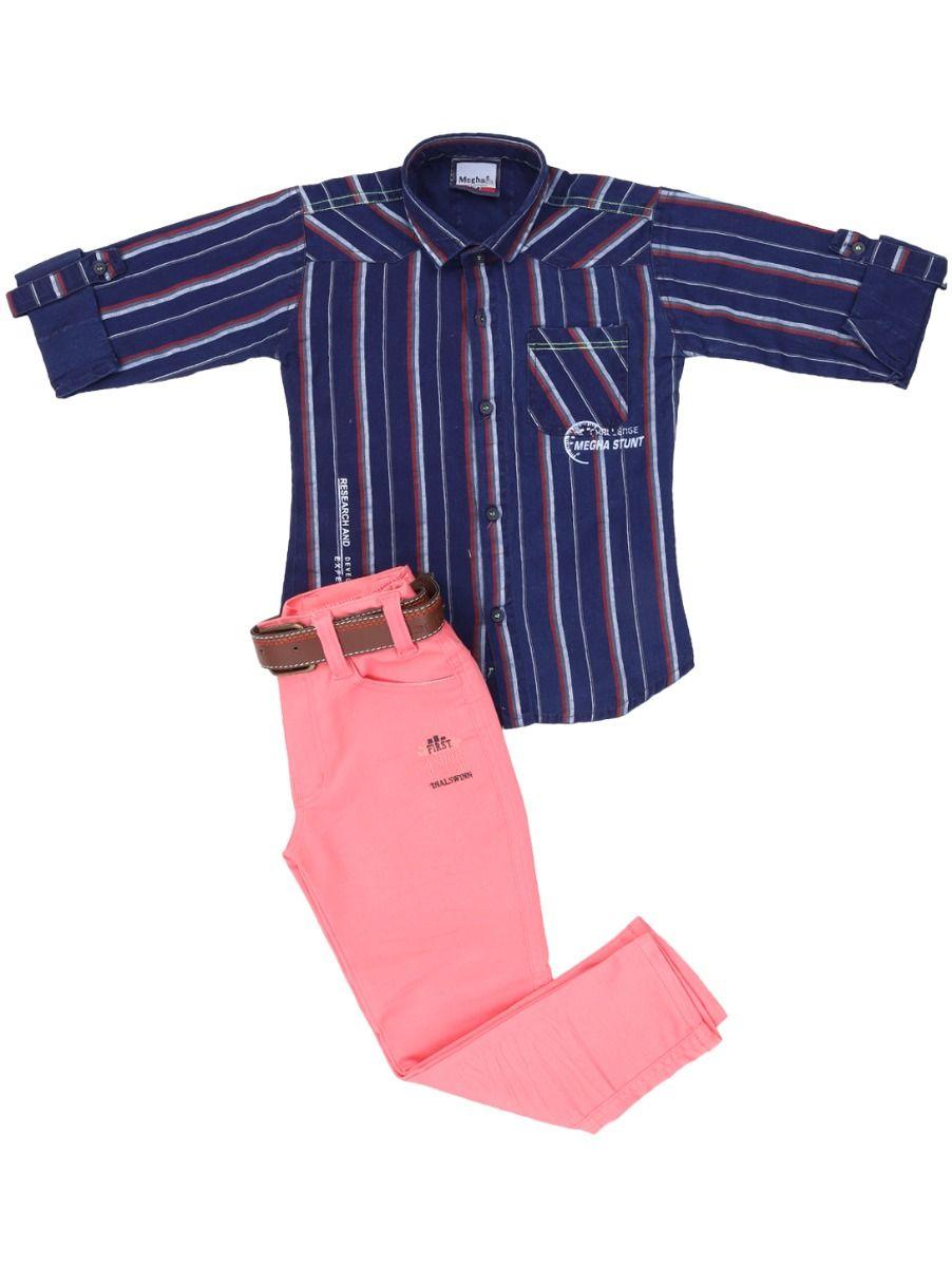 Boys Readymade Navy Casual Shirt and Pant Set