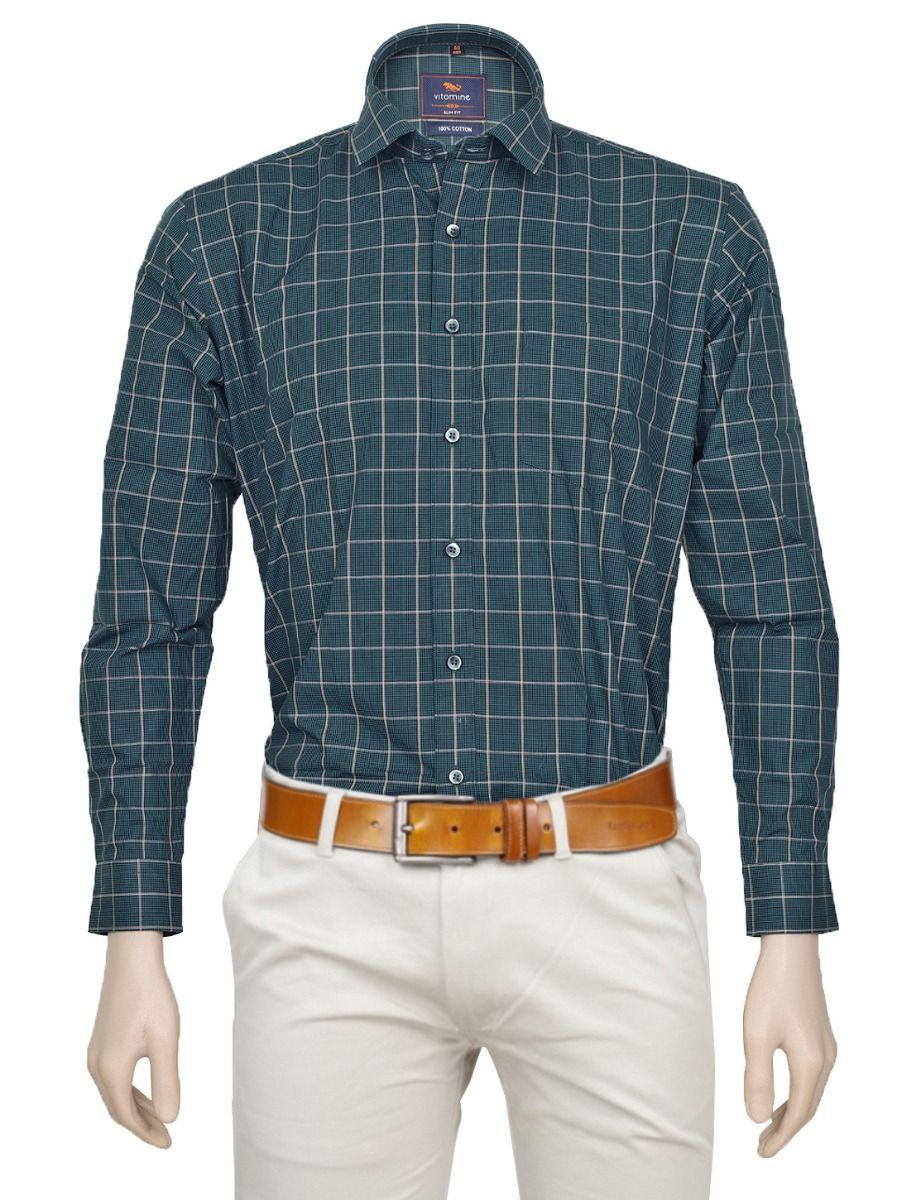 vitomine-casual-cotton-checked-teal-shirt
