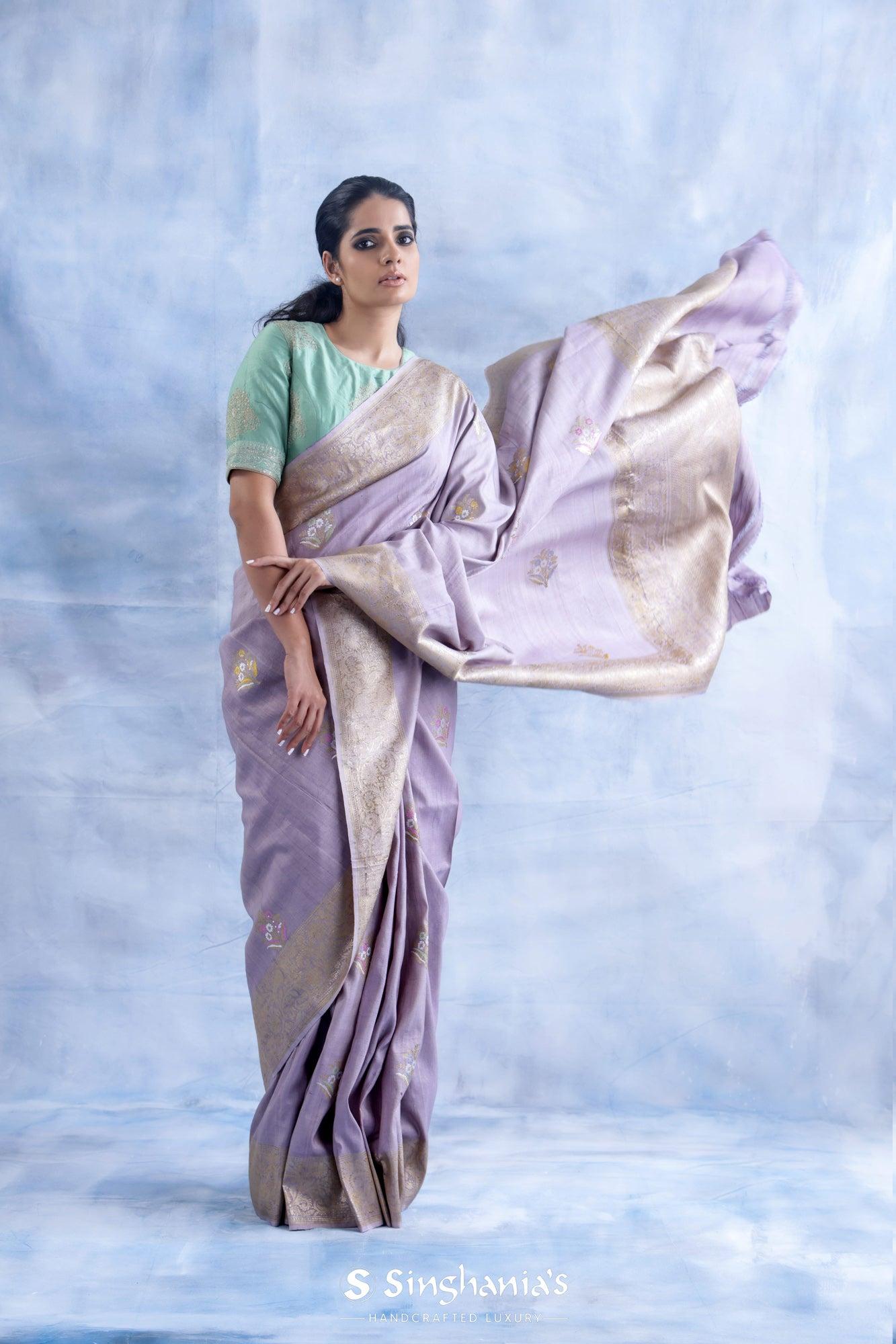 blue-lilac-tussar-jamdhani-saree-with-floral-buttas-weaving