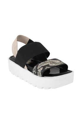 Synthetic Velcro Women's Casual Sandals - Black