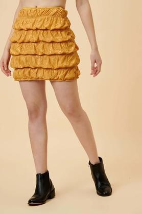 Abstract Polyester Above Knee Women's Casual Skirt - Yellow