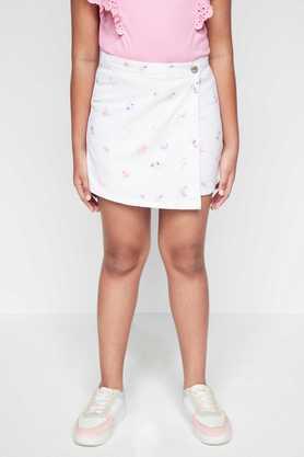 Floral Cotton Regular Fit Girls Skirt - Multi