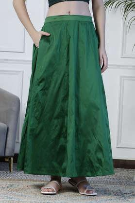 Regular Fit Ankle Length Polyester Women's Festive Wear Skirt - Green