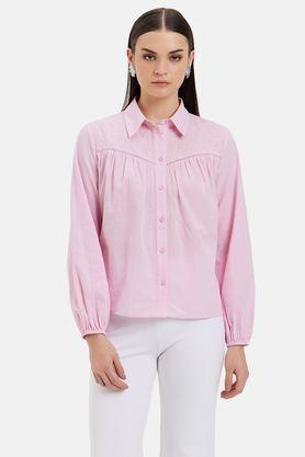 printed-collared-cotton-women's-formal-wear-shirt---pink