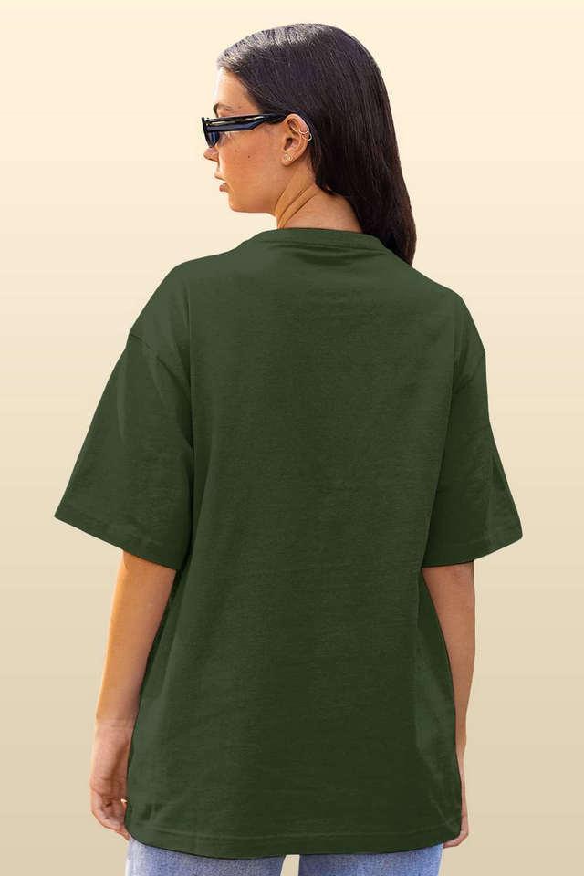 Basics Round Neck Womens Oversized T-Shirt - Green