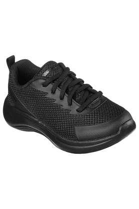 Mesh Lace Up Boys Sneakers - Black