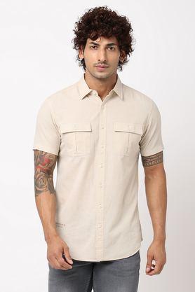 solid-cotton-regular-fit-men's-casual-shirt---natural