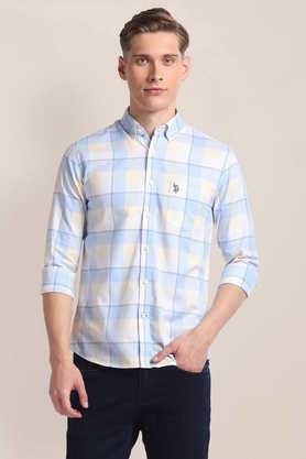 checks-cotton-men's-casual-wear-shirt---blue