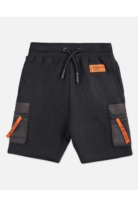 solid-cotton-regular-boy's-shorts---black