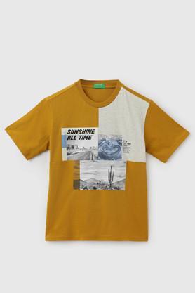 solid-cotton-round-neck-boys-t-shirt---yellow
