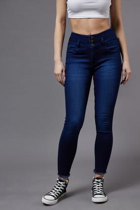 Dark Wash Denim Skinny Fit Women's Jeans - Blue
