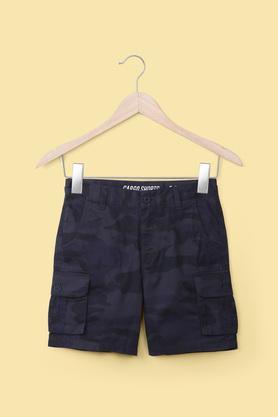 solid-cotton-regular-fit-boy's-shorts---blue
