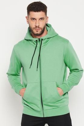 printed-fleece-regular-fit-men's-sweatshirt---green
