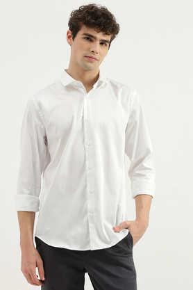 solid-blended-fabric-slim-fit-men's-casual-wear-shirt---white