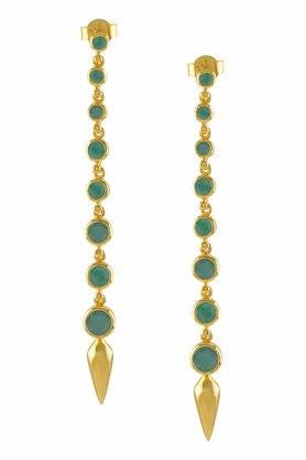 Sterling Silver Gold Plated Emerald Ascending Earrings