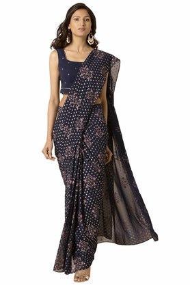 Reglar Fit Regular Length Georgette Women's Ethnic Sari Skirt - Blue