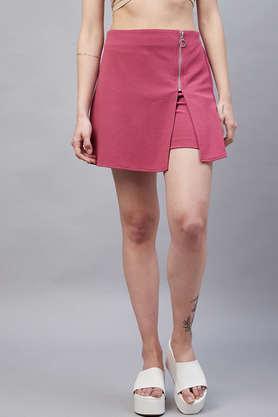 Comfort Fit Above Knee Polyester Blend Women's Casual Wear Shorts - Onion_pink