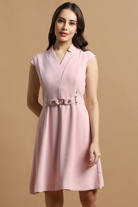 Solid Polyester Regular Fit Women's Dress - Pink