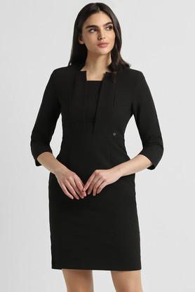 solid-polyester-regular-fit-women's-dress---black