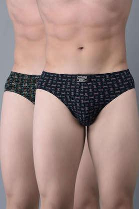 Men's Assorted Pack of 2 Printed Cotton Briefs - Multi