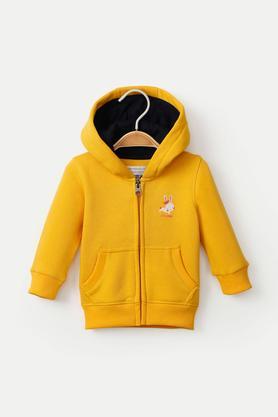 Poly Blend Hood Infant Girls Sweatshirts - Yellow
