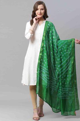 Bandhani Shantoon Woven Womens Dupatta - Green