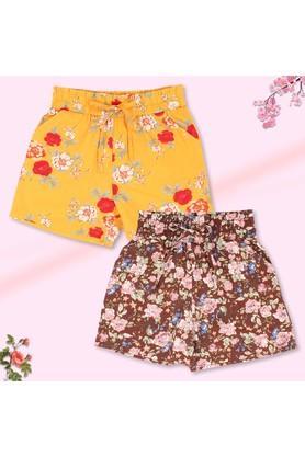 Printed Polyester Regular Fit Girls Shorts - Brown