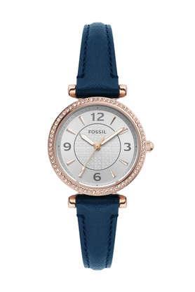 Carlie 28 mm Silver Dial Leather Analog Watch For Women - ES5295I