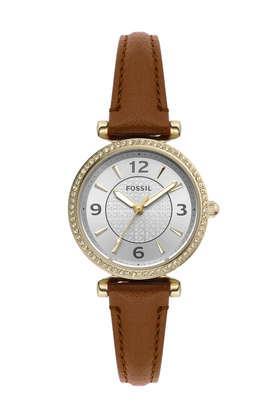 Carlie 28 mm Silver Dial Leather Analog Watch For Women - ES5297I