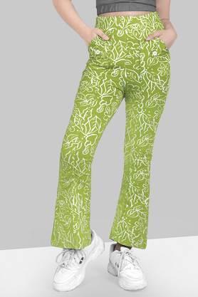 Knitted Polyester Skinny Fit Girls Jeggings - Green