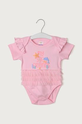 Printed Cotton Infant Infant Girls Rompers - Pink