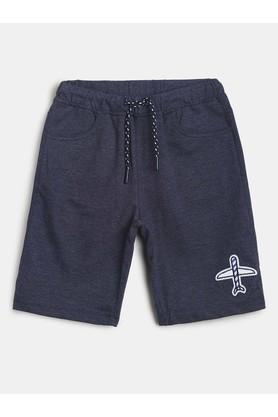solid-cotton-blend-regular-fit-boys-shorts---navy