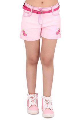 Solid Regular Fit Girls Shorts - Pink