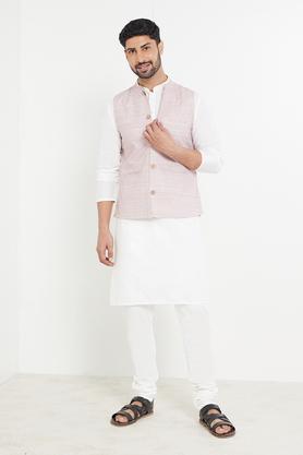 Printed Viscose Blend  Festive Wear Nehru Jacket - Pink
