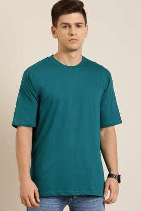 Solid Cotton Tailored Fit Men's Oversized T-Shirt - Green