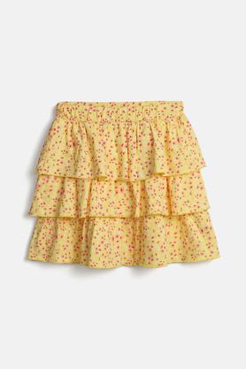 Layered Cotton Skirt for Girls - Yellow
