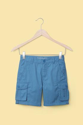 solid-cotton-regular-fit-boy's-shorts---cobalt