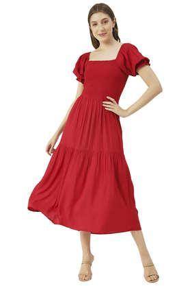 solid-rayon-square-neck-women's-maxi-dress---red