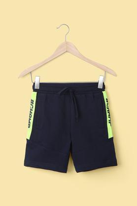 Solid Cotton Regular Fit Boy's Shorts - Navy
