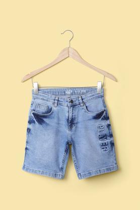 solid-denim-regular-fit-boy's-shorts---indigo